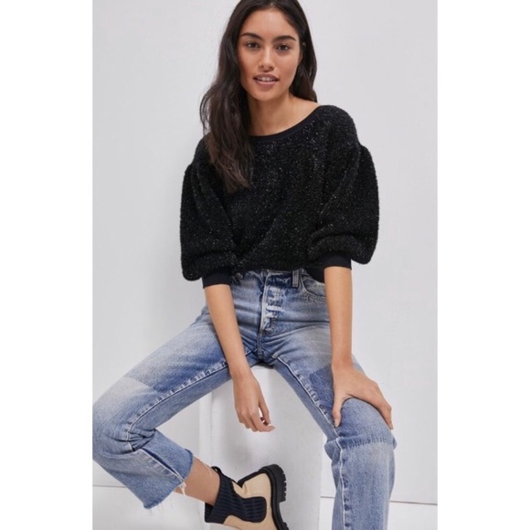 NWT ANTHROPOLOGIE PAMELA TINSEL SHIMMER SWEATER - Picture 2 of 10